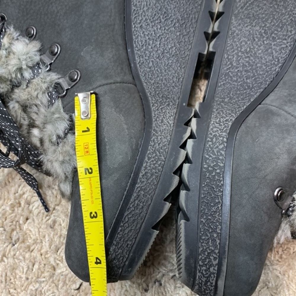 COUGAR Waterproof Penny Faux Fur-Trim Nubuck Winter Wedge Ankle Boots Pewter Sz7 - Picture 12 of 12